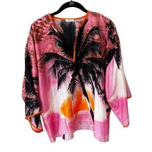 P.A.R.O.S.H. silk sunset palm tree tunic blouse NWT M